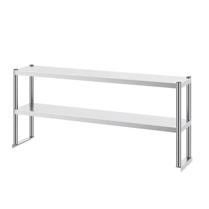12 x 60 in. Double Tier Stainless Steel Overshelf Height Adjustable Kitchen Prep Table for Kitchen Restaurant, Workshop