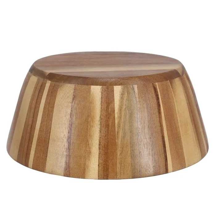 13.8 Inch 324 fl. oz. Light Brown Large Acacia Wood Salad Serving Bowl