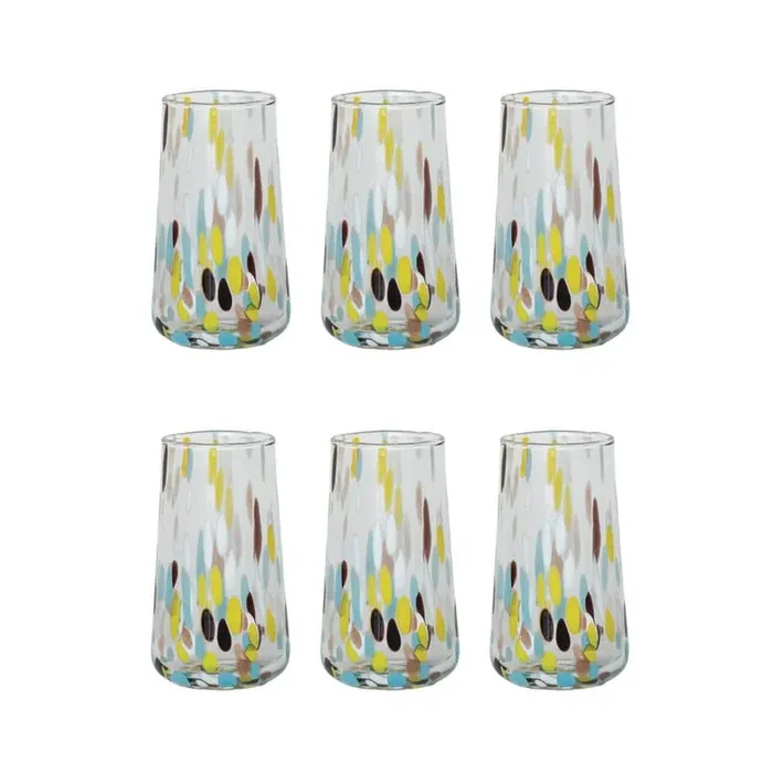 13 fl. oz. Blown Confetti Multicolor Glass Drinking Glass (Set of 6)