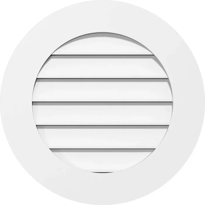 14″ x 14″ Round Surface Mount PVC Gable Vent Functional with Standard Frame