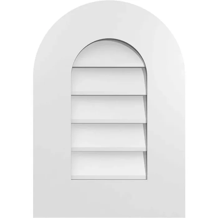 14″ x 20″ Round Top Surface Mount PVC Gable Vent Non-Functional with Standard Frame