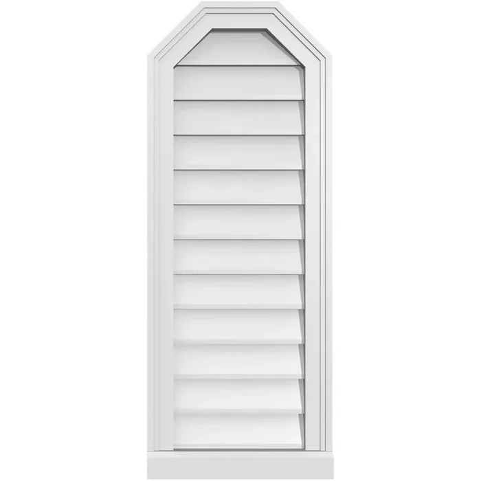 14″ x 36″ Octagonal Top Surface Mount PVC Gable Vent Non-Functional with Brickmould Sill Frame