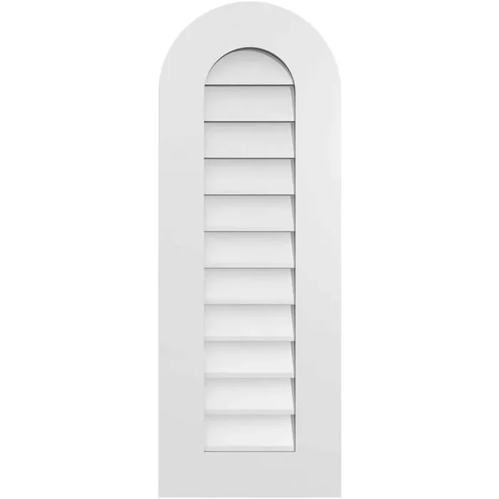 14″ x 38″ Round Top Surface Mount PVC Gable Vent Non-Functional with Standard Frame