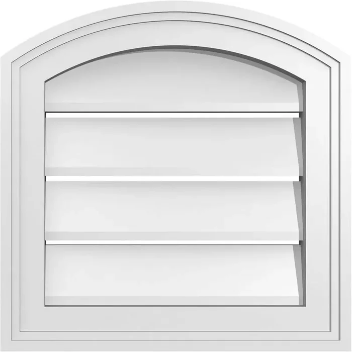 14″ x 42″ Arch Top Surface Mount PVC Gable Vent Non-Functional with Brickmould Frame