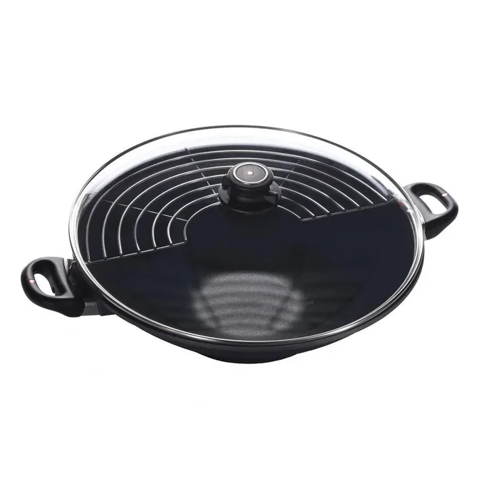 14 in. (7 Qt) Nonstick Induction Wok HD Classic Nonstick Diamond Coated Aluminum Wok, Includes Lid