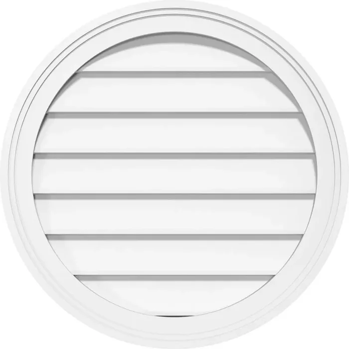 14 in. x 14 in. Round Surface Mount PVC Gable Vent Decorative with Brickmould Frame