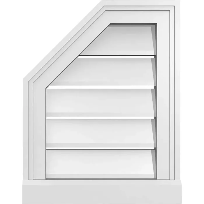 14 in. x 18 in. Octagonal Surface Mount PVC Gable Vent Functional with Brickmould Sill Frame