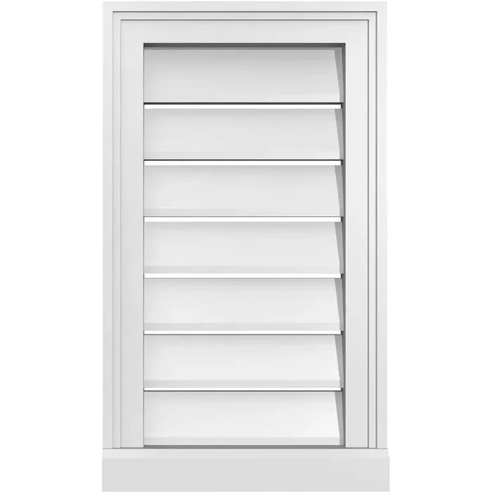 14 in. x 24 in. Vertical Surface Mount PVC Gable Vent Functional with Brickmould Sill Frame