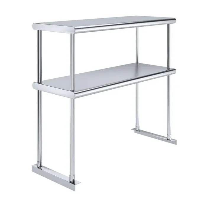 14 in. x 36 in. Stainless Steel Double Over Shelf for Kitchen Utility Table 2-Tier Shelf for Kitchen Prep Table