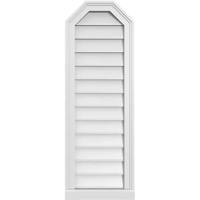 14 in. x 40 in. Octagonal Top Surface Mount PVC Gable Vent Decorative with Brickmould Sill Frame