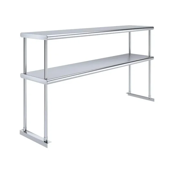 14 in. x 60 in. Stainless Steel Double Over Shelf for Kitchen Utility Table2-Tier Shelf for Kitchen Prep Table