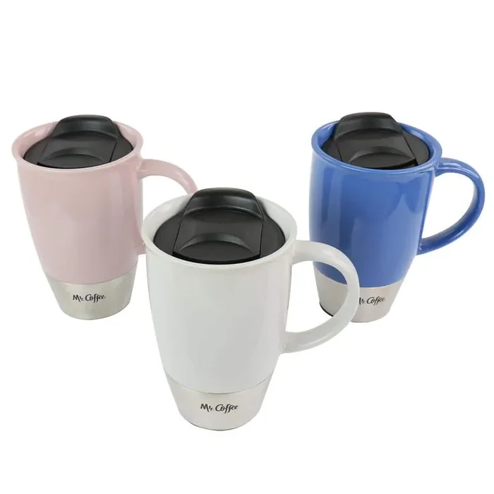 14 oz. Assorted Stoneware Travel Mugs (Set of 3)