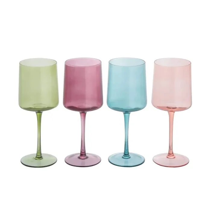 14 oz. Hand Blown Stemmed Wine Glasses (Set of 4)