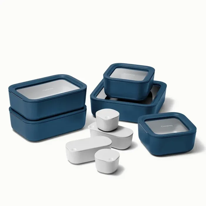 14-Piece Glass Food Storage Set Navy