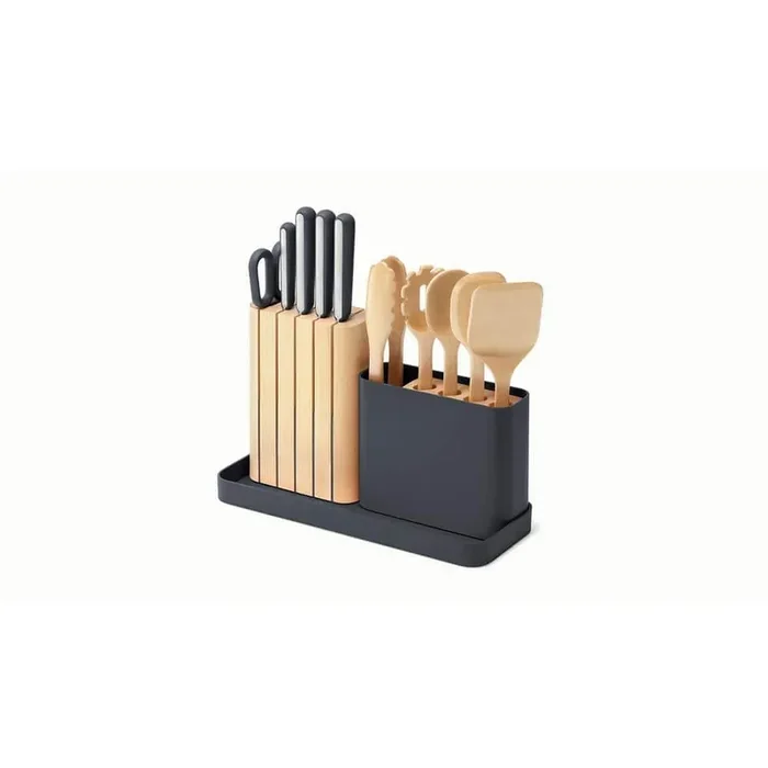 14 Piece Steel German Knife and Utensil Set in Charcoal