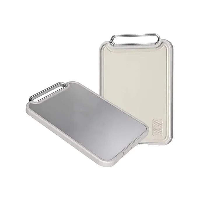 15.3 in. x 10.6 in. Double Sided Cutting Board Made of Titanium & Wheat Straw PP with Water Channel and Grinding Plate