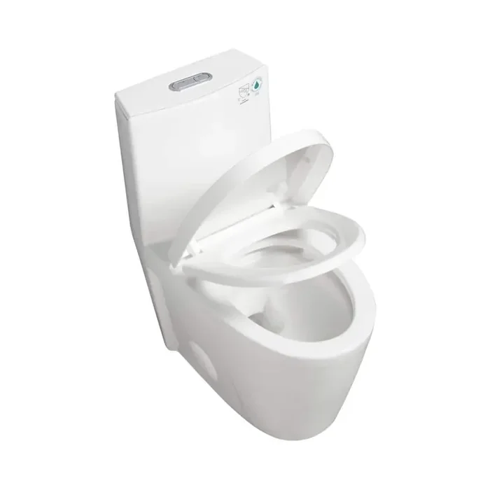 15 5/8 in. One-Piece 1.1/1.6 GPF Dual Flush Elongated Toilet in Gloss White with Soft-Close Seat