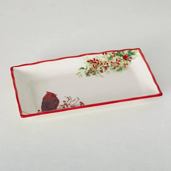 15 in. Christmas Holiday Cardinal Serving Dish