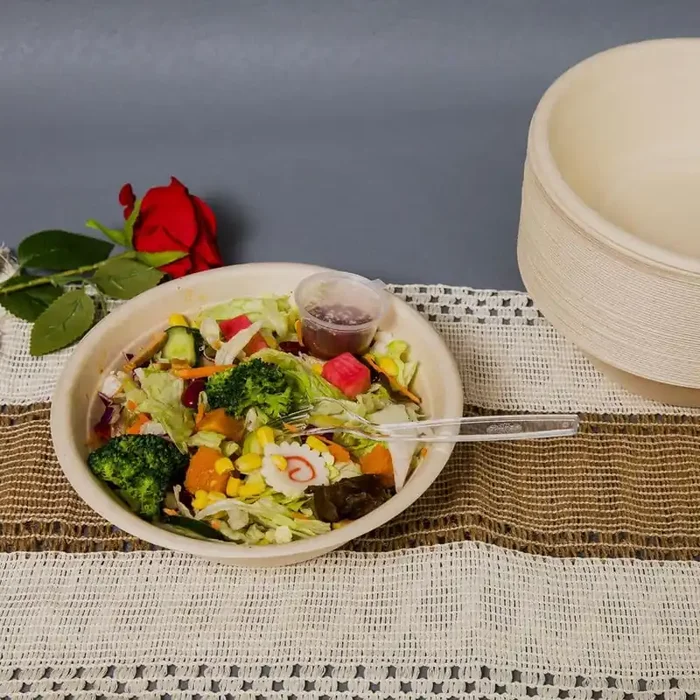 150-Piece 32 fl. oz. Heavy-Duty Disposable Salad Bowls, Natural Sugar Cane Fibers Paper Bowls, Eco-Friendly