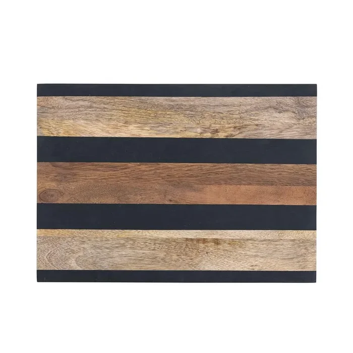 16.75 in. Natural Brown Rectangle Mango Wood Cheese and Cutting Board with Stripes