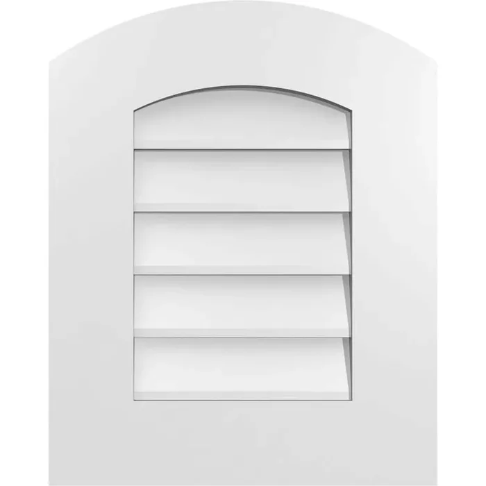 16 in. x 20 in. Arch Top Surface Mount PVC Gable Vent Functional with Standard Frame