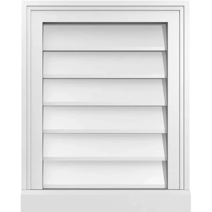 16 in. x 20 in. Vertical Surface Mount PVC Gable Vent Decorative with Brickmould Sill Frame