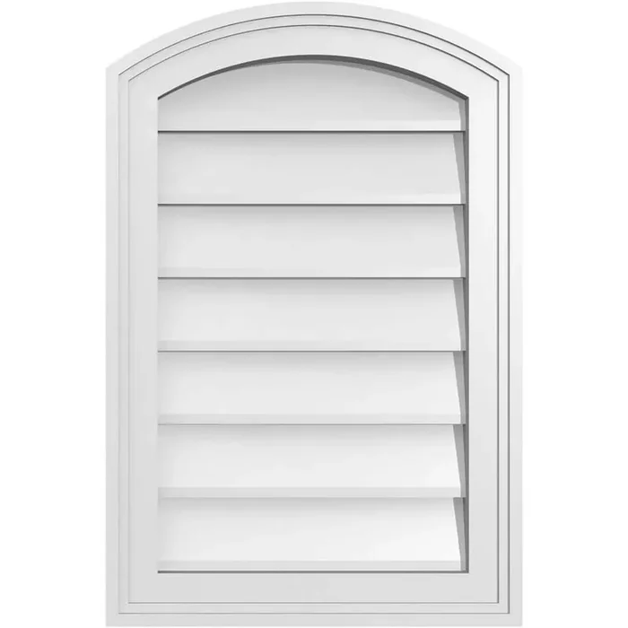 16 in. x 24 in. Arch Top Surface Mount PVC Gable Vent Functional with Brickmould Frame