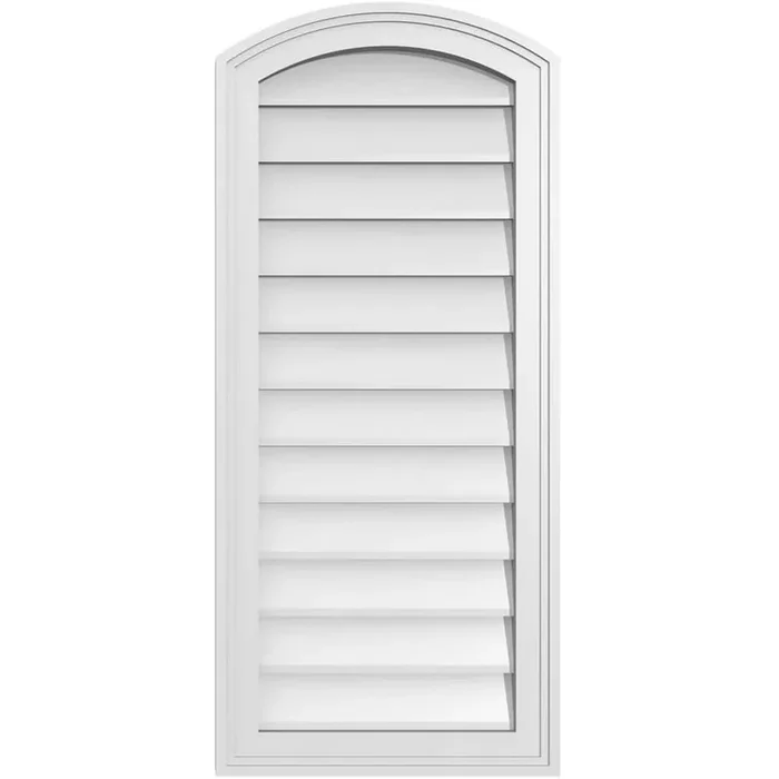 16 in. x 36 in. Arch Top Surface Mount PVC Gable Vent Functional with Brickmould Frame
