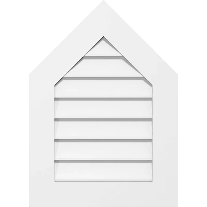 16 in. x 36 in. Peaked Top Surface Mount PVC Gable Vent 11/12 Pitch Decorative with Standard Frame