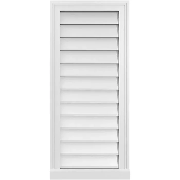 16 in. x 36 in. Vertical Surface Mount PVC Gable Vent Decorative with Brickmould Sill Frame