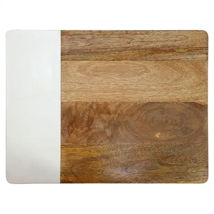 16 Inch Duo Tone Brown Rectangular Wood Serving Platter
