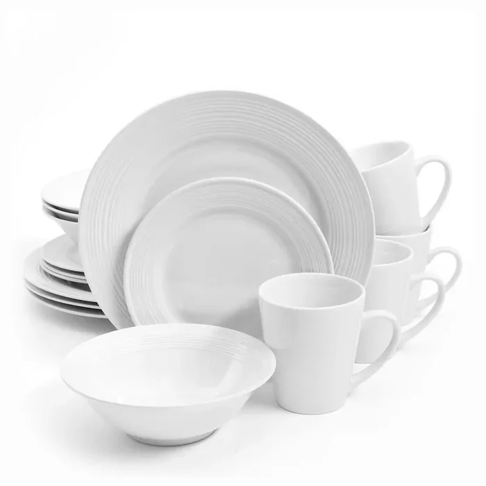 16-Piece Modern White Ceramic Dinnerware Set (Service for 4)