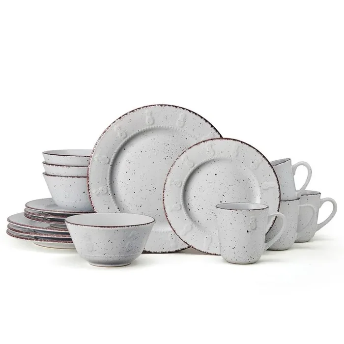 16-Piece Pineapple White Stoneware Dinnerware Set (Service For 4)