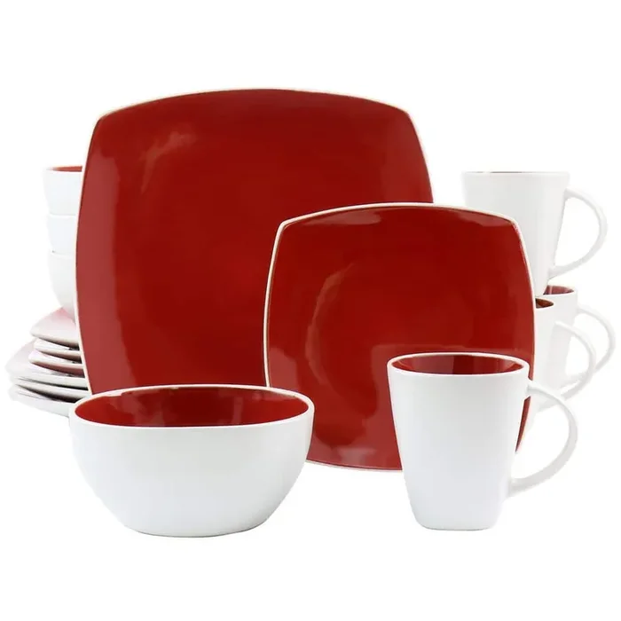 16 Piece Stoneware Dinnerware Set in Red