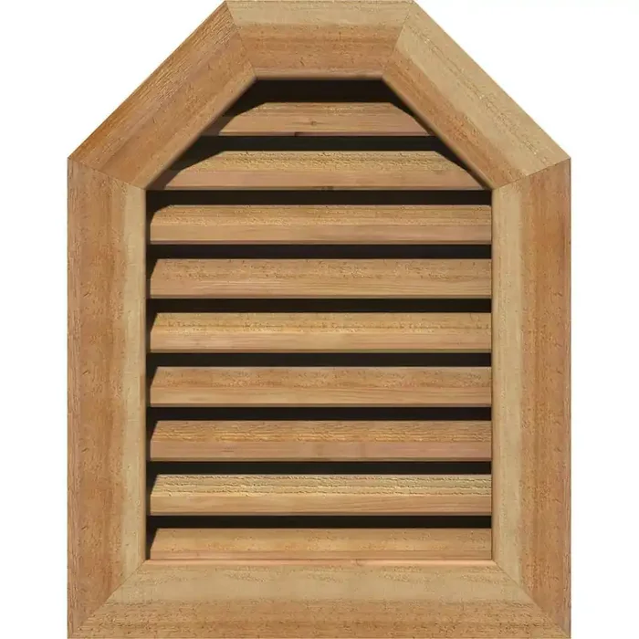 17″ x 17″ Octagon Unfinished Rough Sawn Western Red Cedar Wood Gable Louver Vent Functional