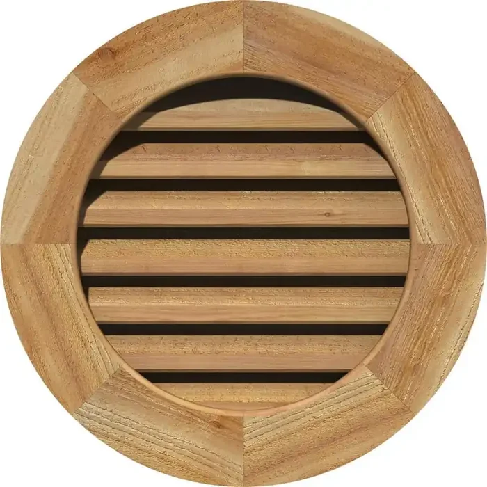 17″ x 17″ Round Unfinished Rough Sawn Western Red Cedar Wood Paintable Gable Louver Vent Functional