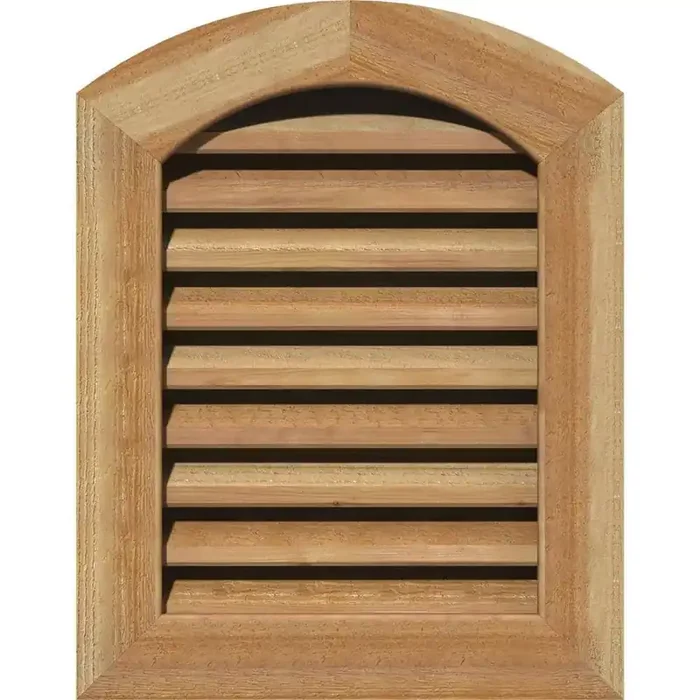 17″ x 25″ Round Top Unfinished Rough Sawn Western Red Cedar Wood Paintable Gable Louver Vent Functional