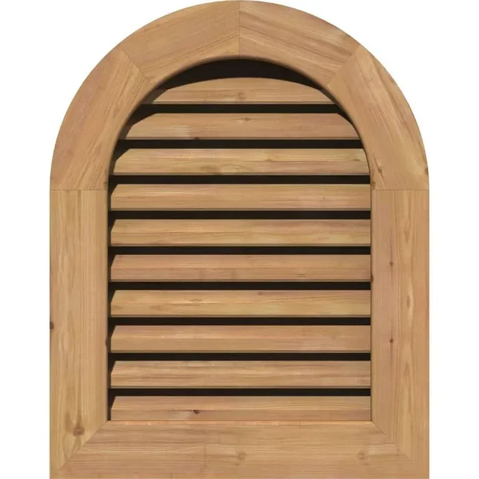 17″ x 37″ Round Top Unfinished Smooth Western Red Cedar Wood Gable Louver Vent Functional