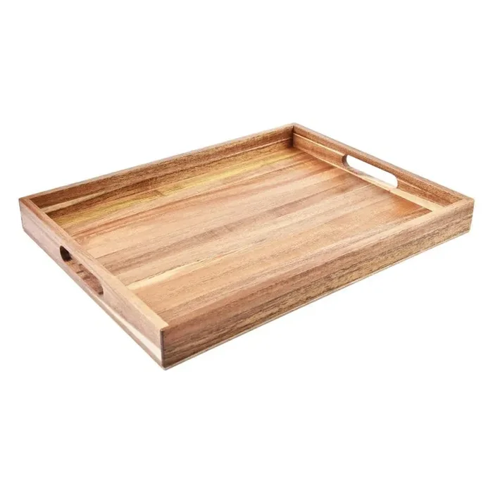 17 in. D x 12.7 in. W x 1.2 in. H Wood Serving Tray with Handles,Decorative Serving Trays Platter