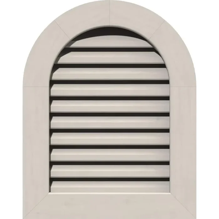 17 in. x 19 in. Round Top Primed Smooth Western Red Cedar Wood Paintable Gable Louver Vent