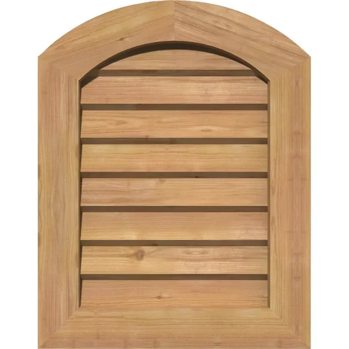 17 in. x 23 in. Round Top Unfinished Smooth Western Red Cedar Wood Paintable Gable Louver Vent