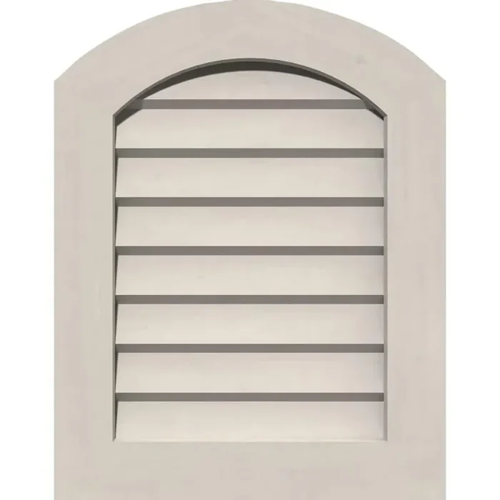 17 in. x 39 in. Round Top Primed Smooth Pine Wood Paintable Gable Louver Vent