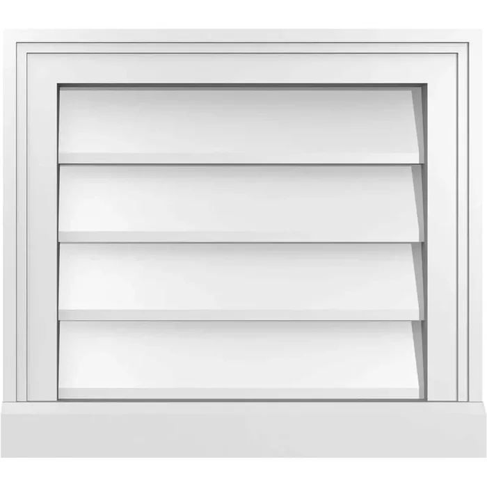 18 in. x 16 in. Vertical Surface Mount PVC Gable Vent Decorative with Brickmould Sill Frame