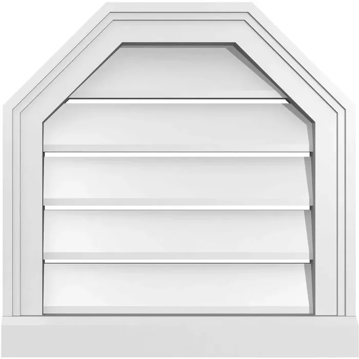 18 in. x 18 in. Octagonal Top Surface Mount PVC Gable Vent Functional with Brickmould Sill Frame