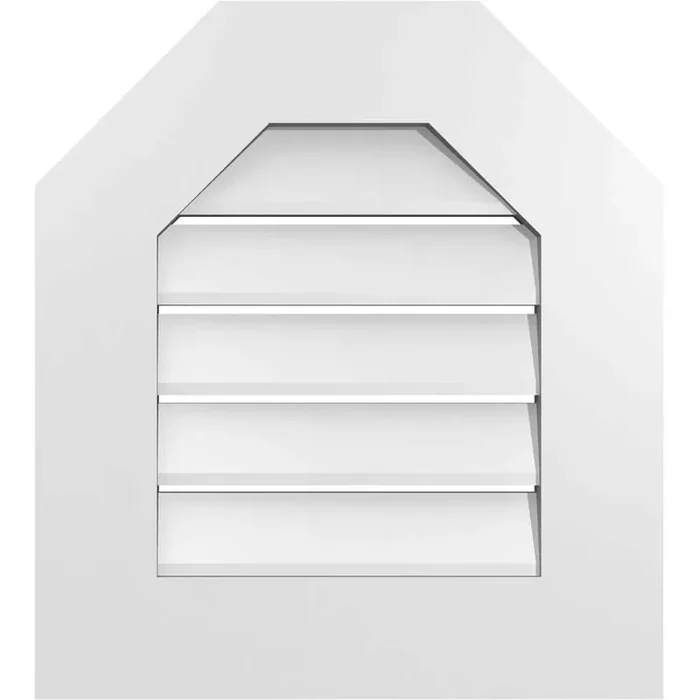 18 in. x 20 in. Octagonal Top Surface Mount PVC Gable Vent Functional with Standard Frame