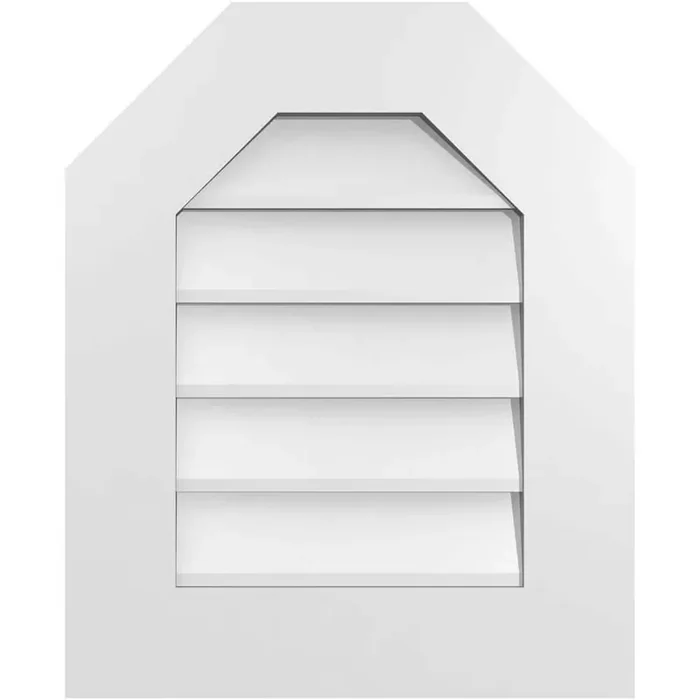 18 in. x 22 in. Octagonal Top Surface Mount PVC Gable Vent Decorative with Standard Frame