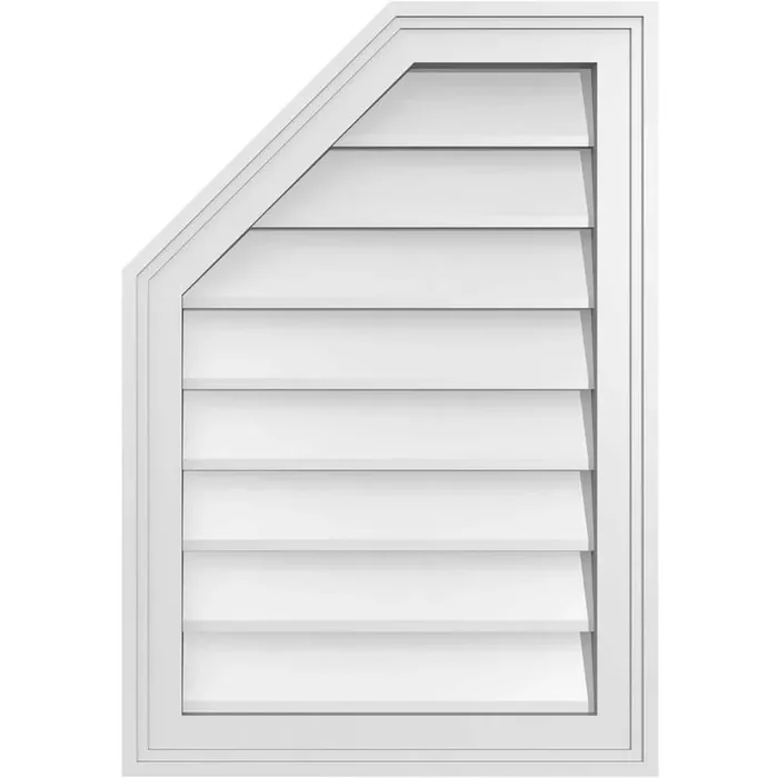 18 in. x 26 in. Octagonal Surface Mount PVC Gable Vent Decorative with Brickmould Frame