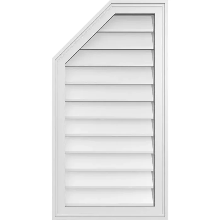 18 in. x 34 in. Octagonal Surface Mount PVC Gable Vent Decorative with Brickmould Frame