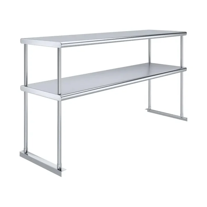 18 in. x 60 in. Stainless Steel Double Over Shelf for Kitchen Utility Table 2-Tier Over Shelf