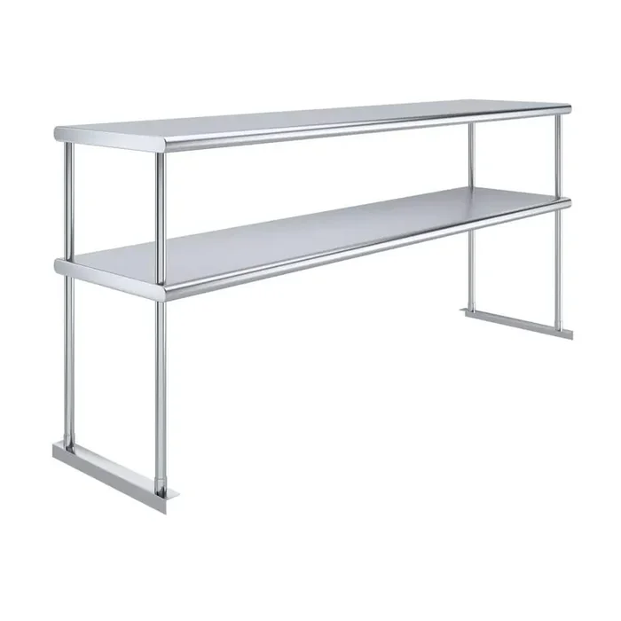 18 in. x 72 in. Stainless Steel Double Over Shelf for Kitchen Utility Table 2-Tier Over Shelf